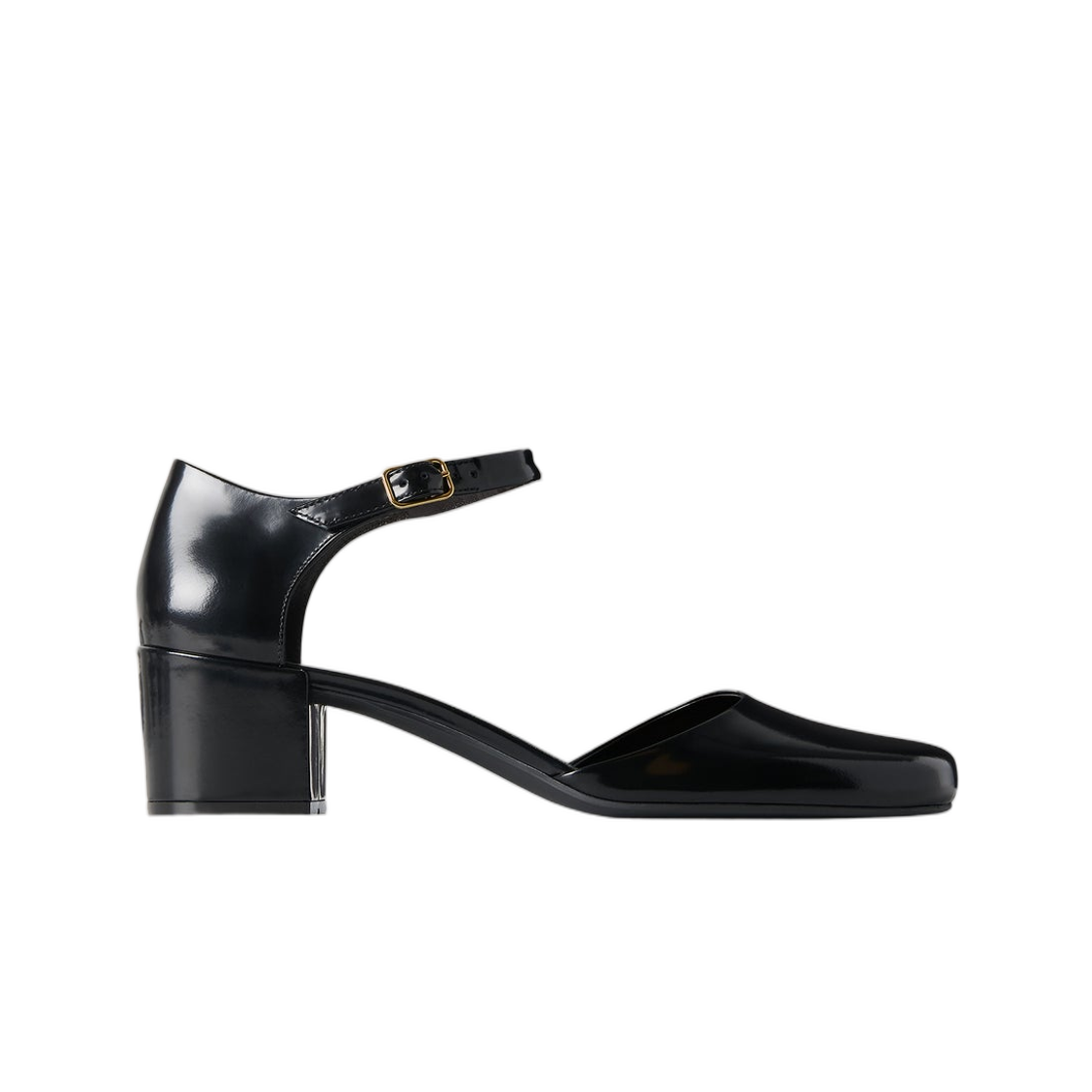 (W) 더 로우 페넬로페 앵클 스트랩 힐 레더 블랙((W) The Row Penelope Ankle Strap Heel in Leather Black)