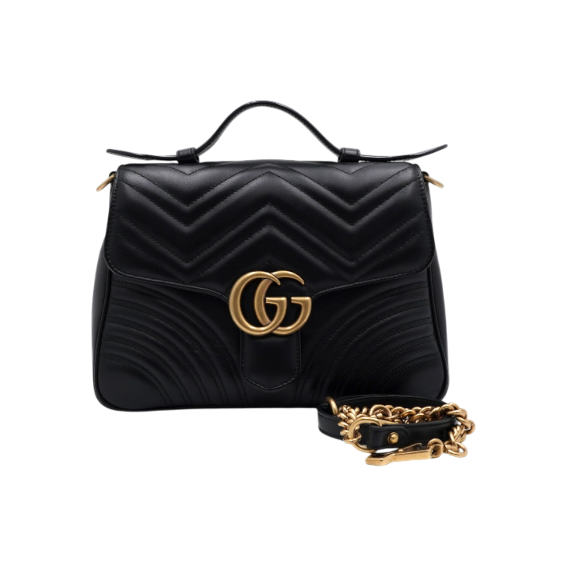 구찌 498110 GG마몽 스몰 블랙 마틀라세 탑핸들 토트백 겸 숄더백aa60064(Gucci 498110 GG Marmont Small Black Matelasse Top Handle Tote & Shoulder Bag) - 1