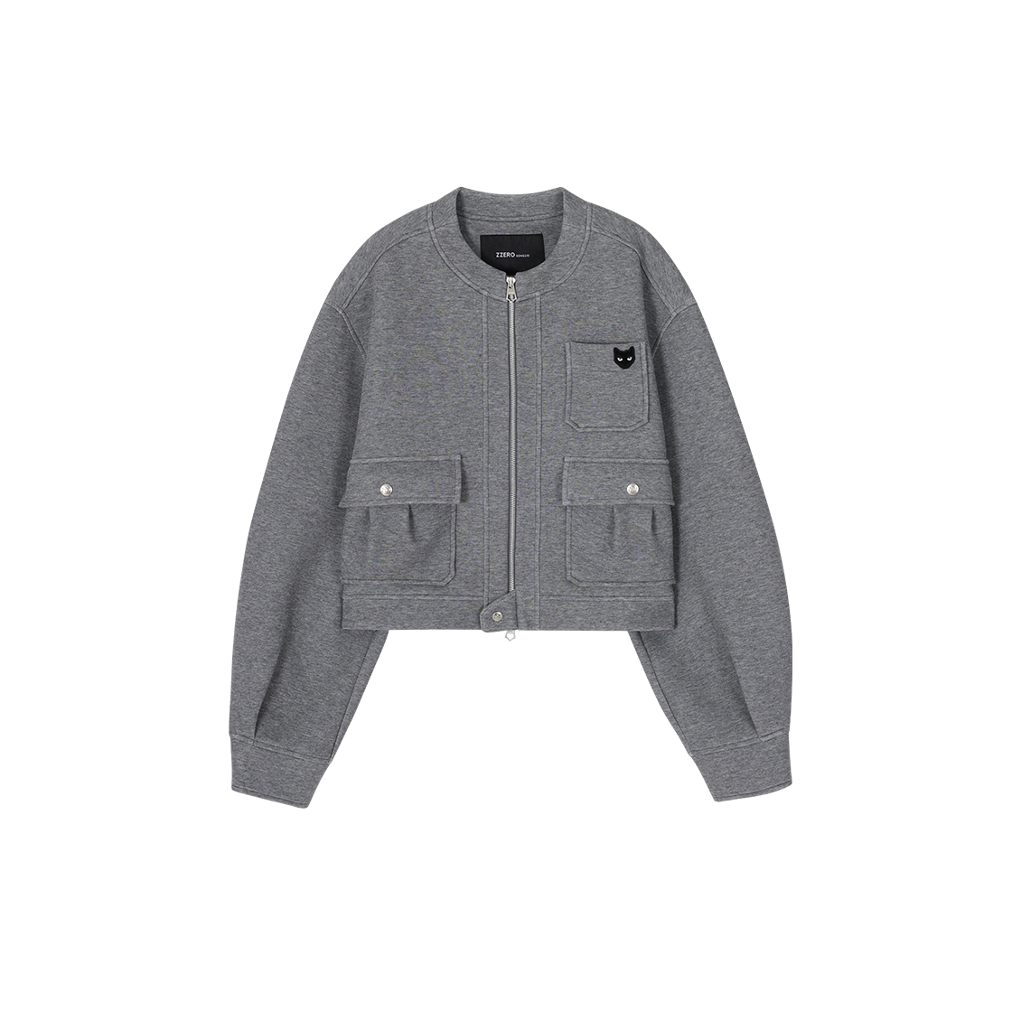 WH5TS807MG (W) SONGZIO ZZERO Panther Round Neck Zip Up Melange Grey