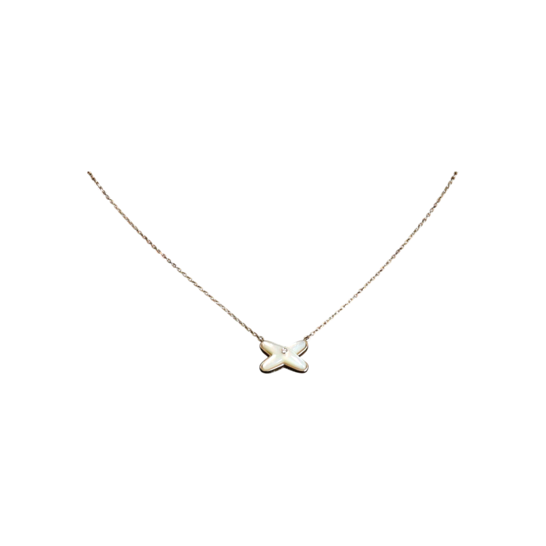 ITAU36OQIJGN CHAUMET 082930 18K Rose Gold Mother of Pearl Necklace with 1 Diamond