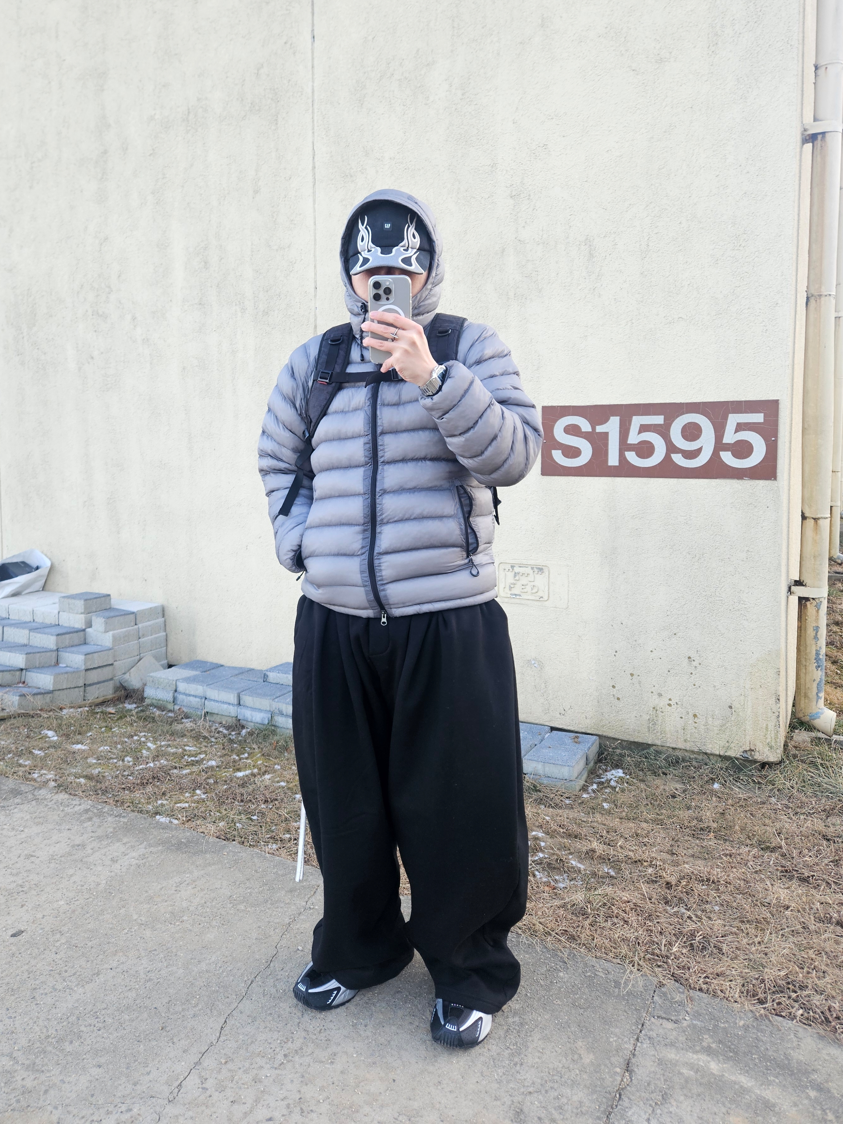 Suare women light seashell padded jumper gray 착용 스타일