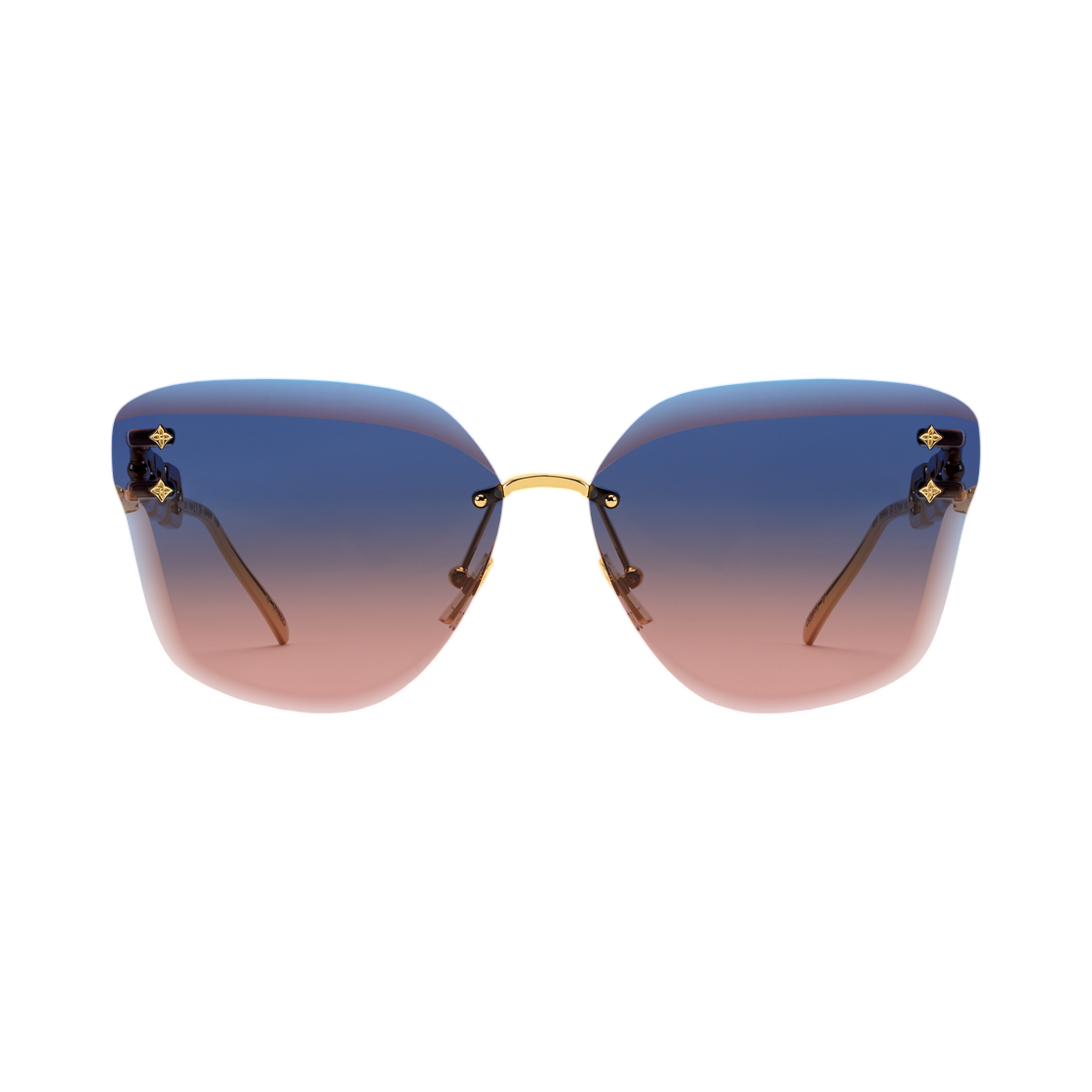 (W) 루이비통 LV 주얼 캣 아이 선글라스 그라디언트 블루 핑크 골드((W) Louis Vuitton LV Jewel Cat Eye Sunglasses Gradient Blue Pink Gold) - 1