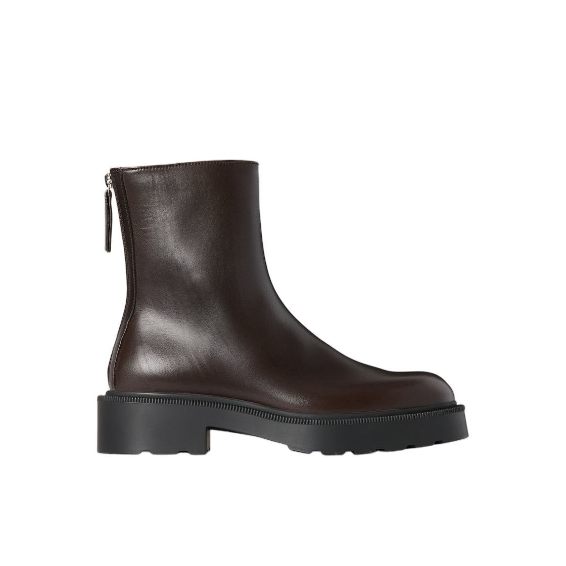 F1701L58LQB (W) The Row Nobilis Fast Boot in Leather Lacquer Brown