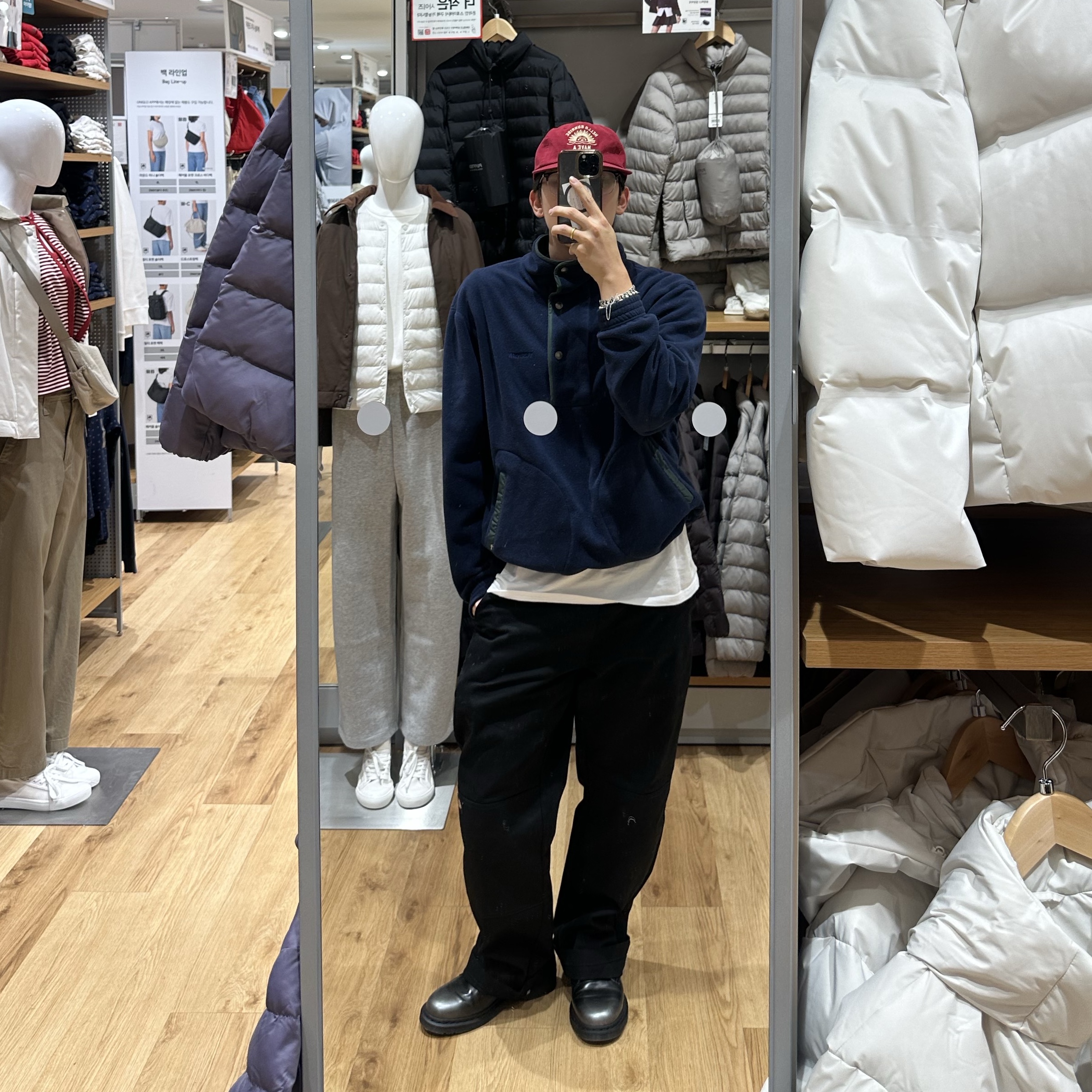 Dr. Martens 1461 Silver Arcadia Multi, Hello Sunrise VTG Arch Logo Relaxed Fit Cap Red 착용 스타일