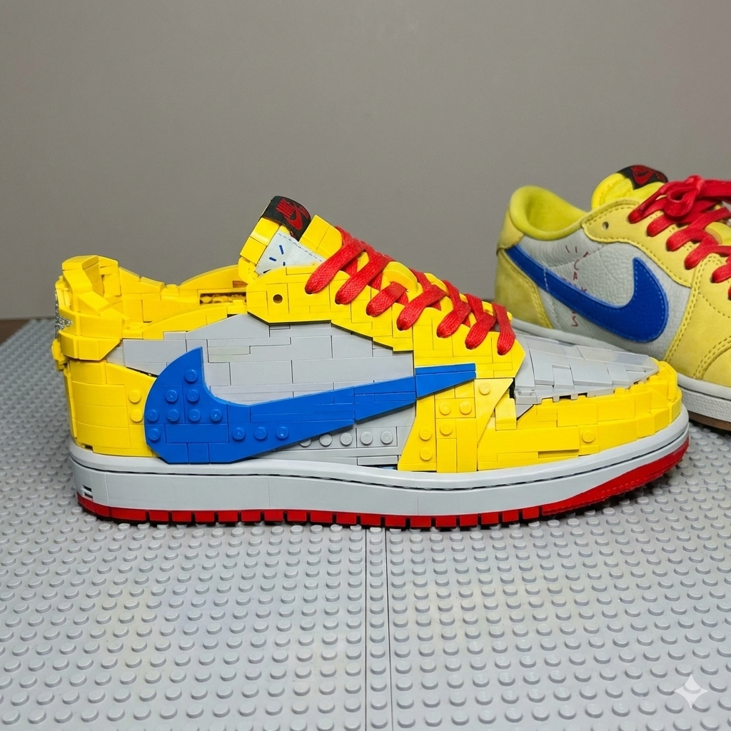 (W) Jordan 1 x Travis Scott Retro Low OG SP Canary 착용 스타일 - 1