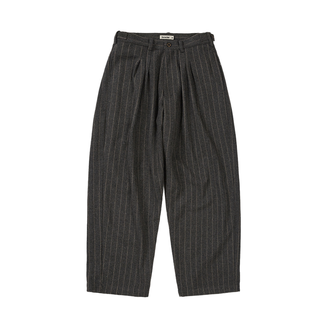카락터 울 헤링본 플리츠 팬츠 챠콜(Karactor Wool Herringbone Pleat Pants Charcoal)