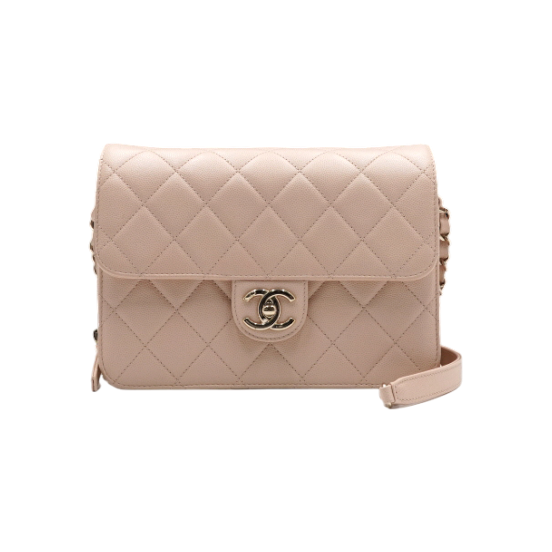 샤넬 핑크 캐비어 퀼팅 샴페인골드 금장CC로고플랩 지퍼 스몰 체인 숄더백 겸 크로스백(Chanel Pink Caviar Quilted Champagne Gold CC Logo Flap Small Chain Shoulder Bag/Crossbody) - 1