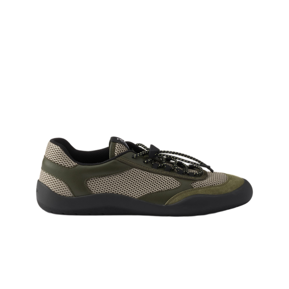 1E490O-3ZM0-F0161 (W) Prada Speedrock Mesh Fabric Sneakers Military Green