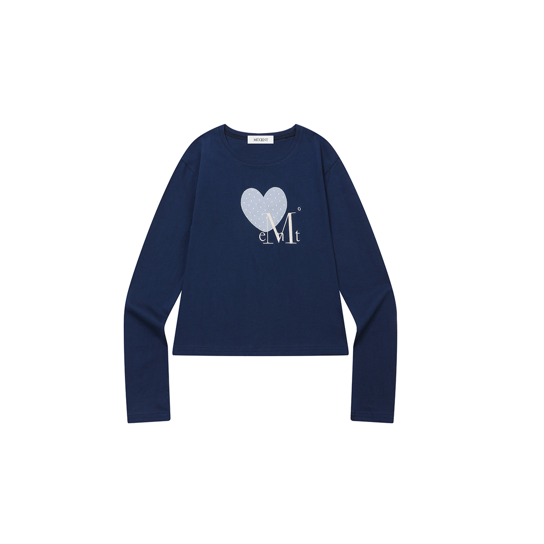 무센트 모아 도트 하트 로고 라운드넥 긴팔 티 네이비(MUCENT Moa Dot Heart Logo R-Neck T (2Color) Navy) - 1