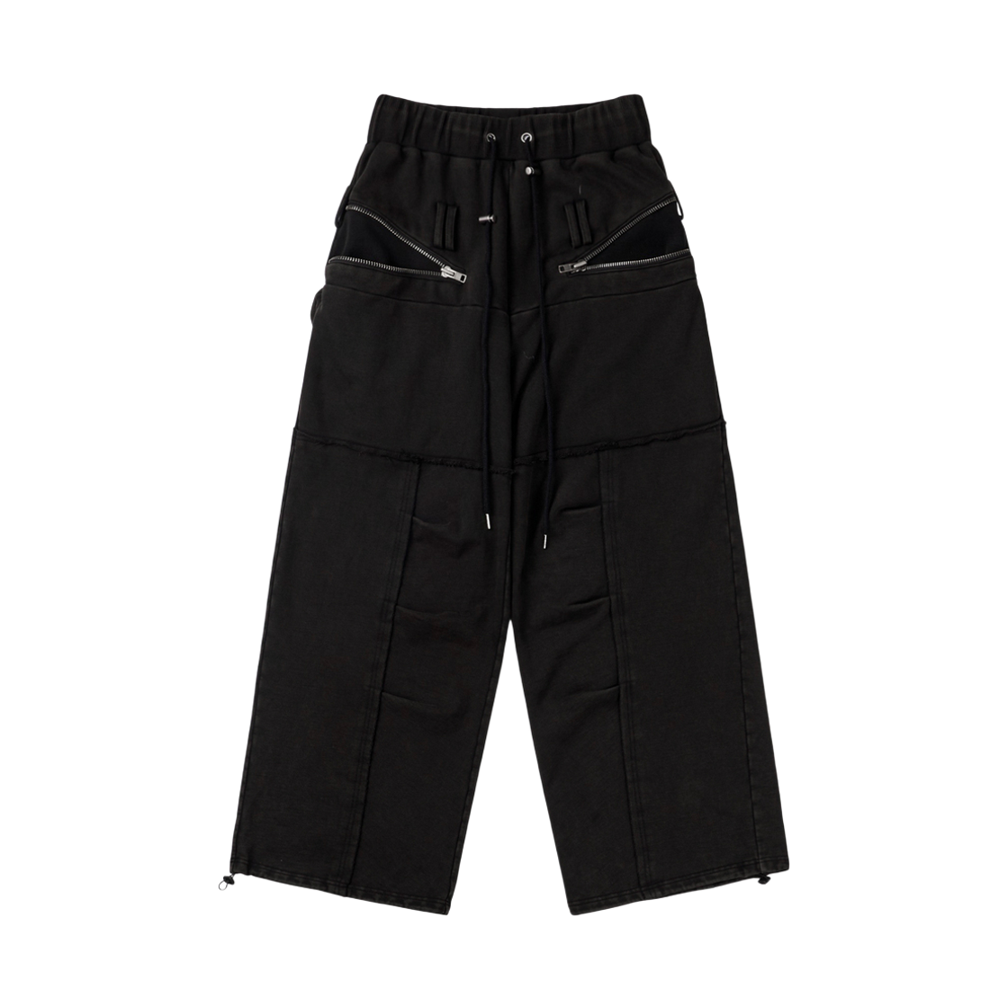(M) 보니앤키예 디스트레스드 심 지퍼 팬츠 워싱 블랙((M) bonienkiye Distressed Seam Zipper Pants Washed Black)