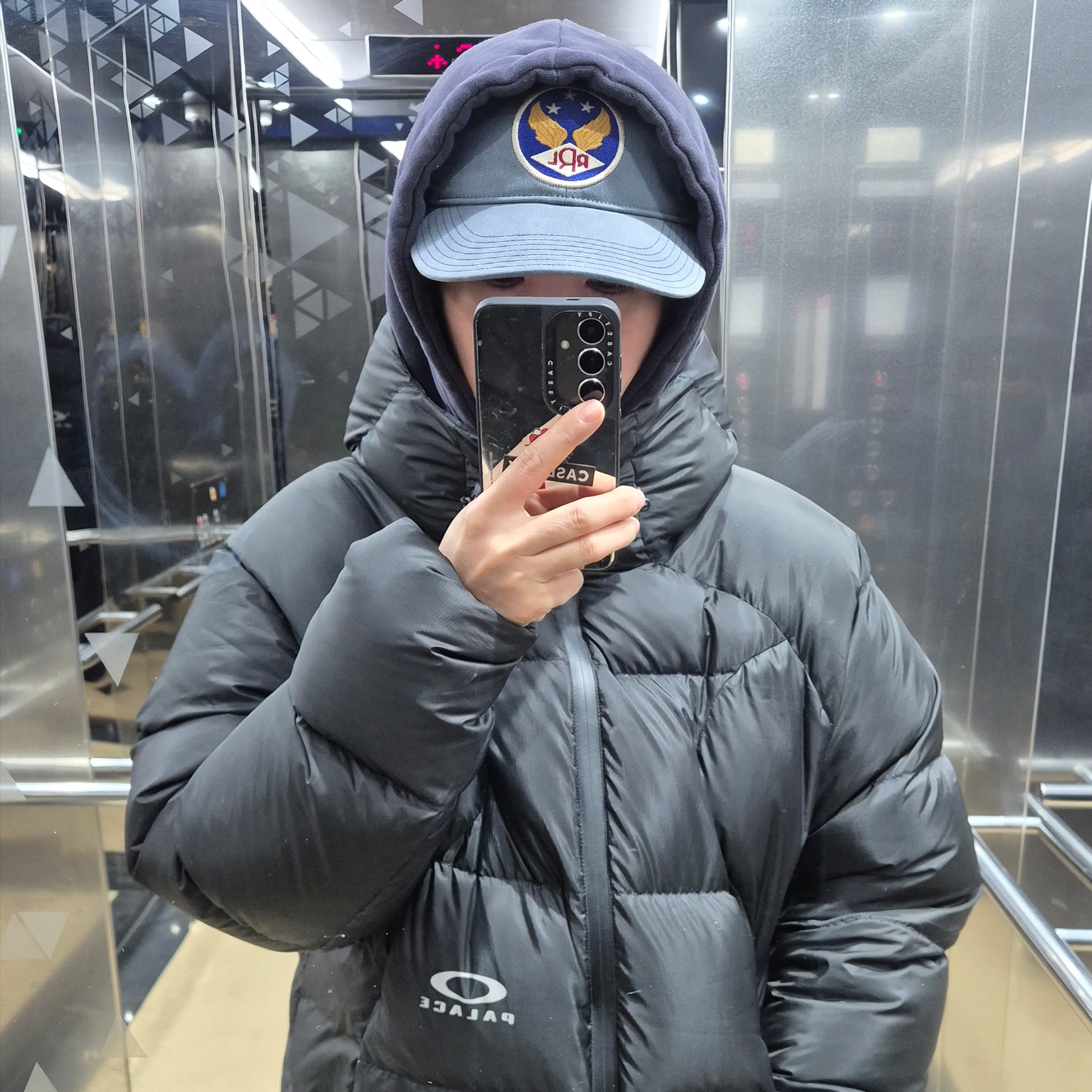 Double RL Garment Dyeing Twill Ball Cap Blue 착용 스타일