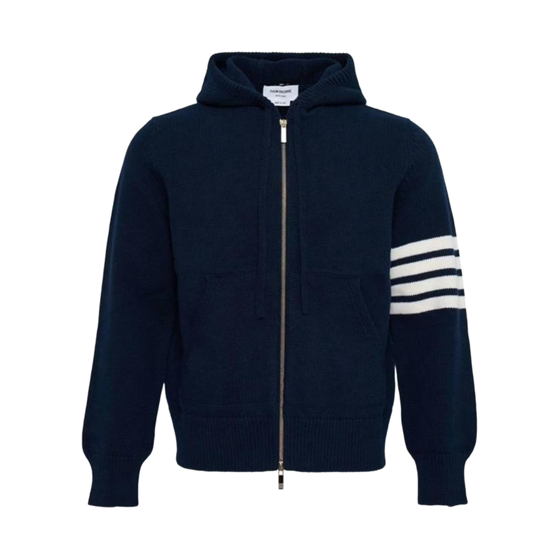 톰브라운 헥터 인타르시아 메리노 집업 후드 네이비(Thom Browne Hector Intarsia Merino Zip Up Hoodie Navy) - 1