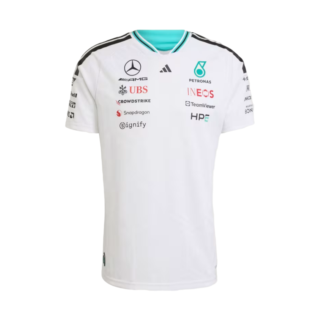 아디다스 x 메르세데스 AMG 페트로나스 F1 팀 드라이버 저지 어센틱 화이트 - US 사이즈 (논 마킹 버전)(Adidas x Mercedes AMG Petronas F1 Team Driver Jersey Authentic White - US Sizing (Non Marking Ver.)) - 1