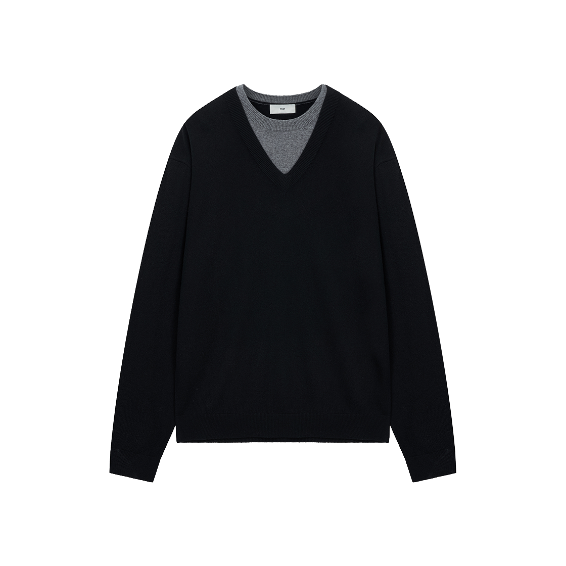 TNSW6E102BK TNGT Layered V-Neck Knit Top Black