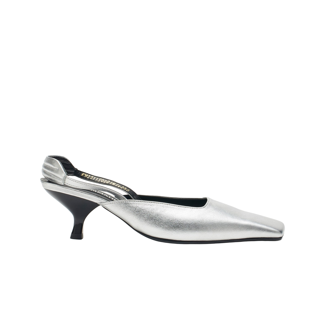 (W) 마뗑킴 스퀘어 토 슬링백 힐 실버((W) Matin Kim Square Toe Sling Back Heels Silver)