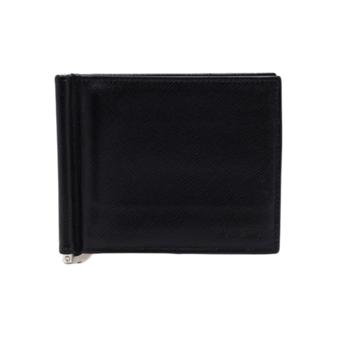 ITEIBHQGW9AB Prada 2M1077 Black Saffiano Money Clip Wallet
