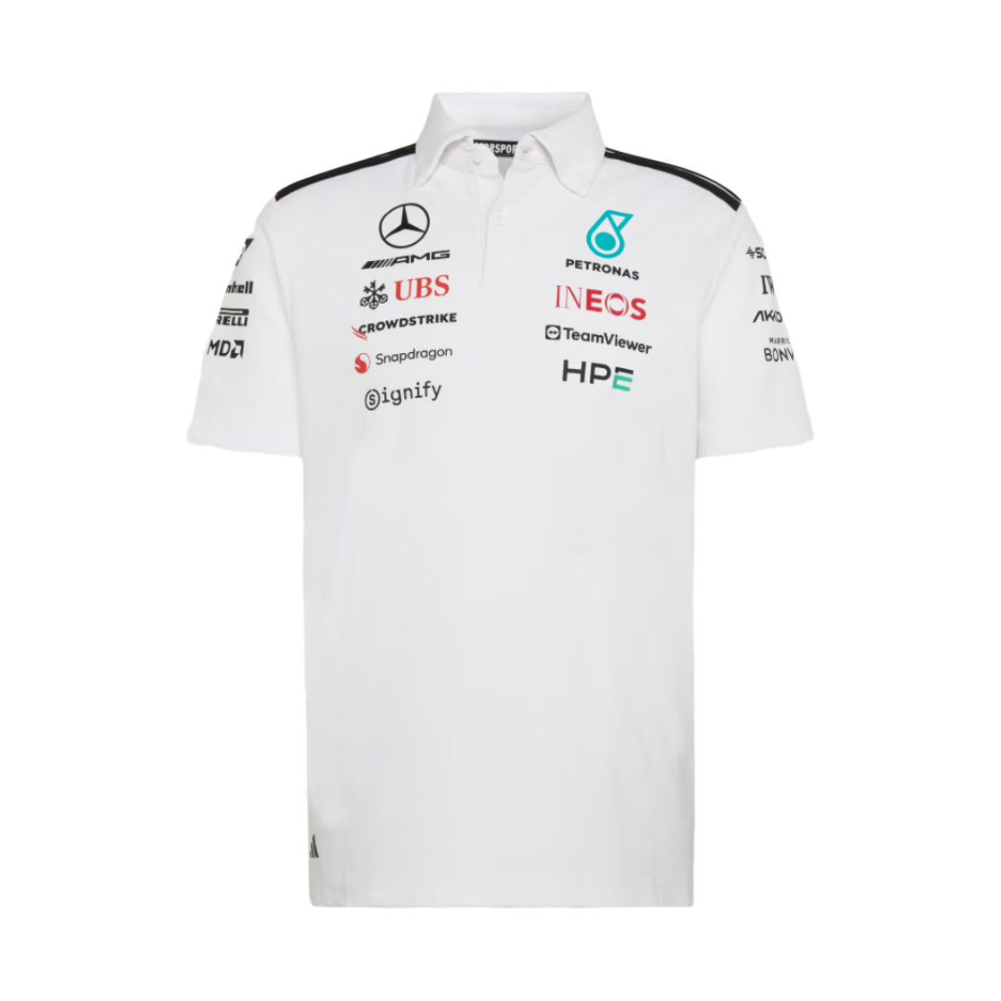아디다스 x 메르세데스 AMG 페트로나스 F1 팀 엔지니어 폴로 화이트 - KR 사이즈 (논 마킹 버전)(Adidas x Mercedes AMG Petronas F1 Team Engineer Polo White - KR Sizing (Non Marking Ver.)) - 1