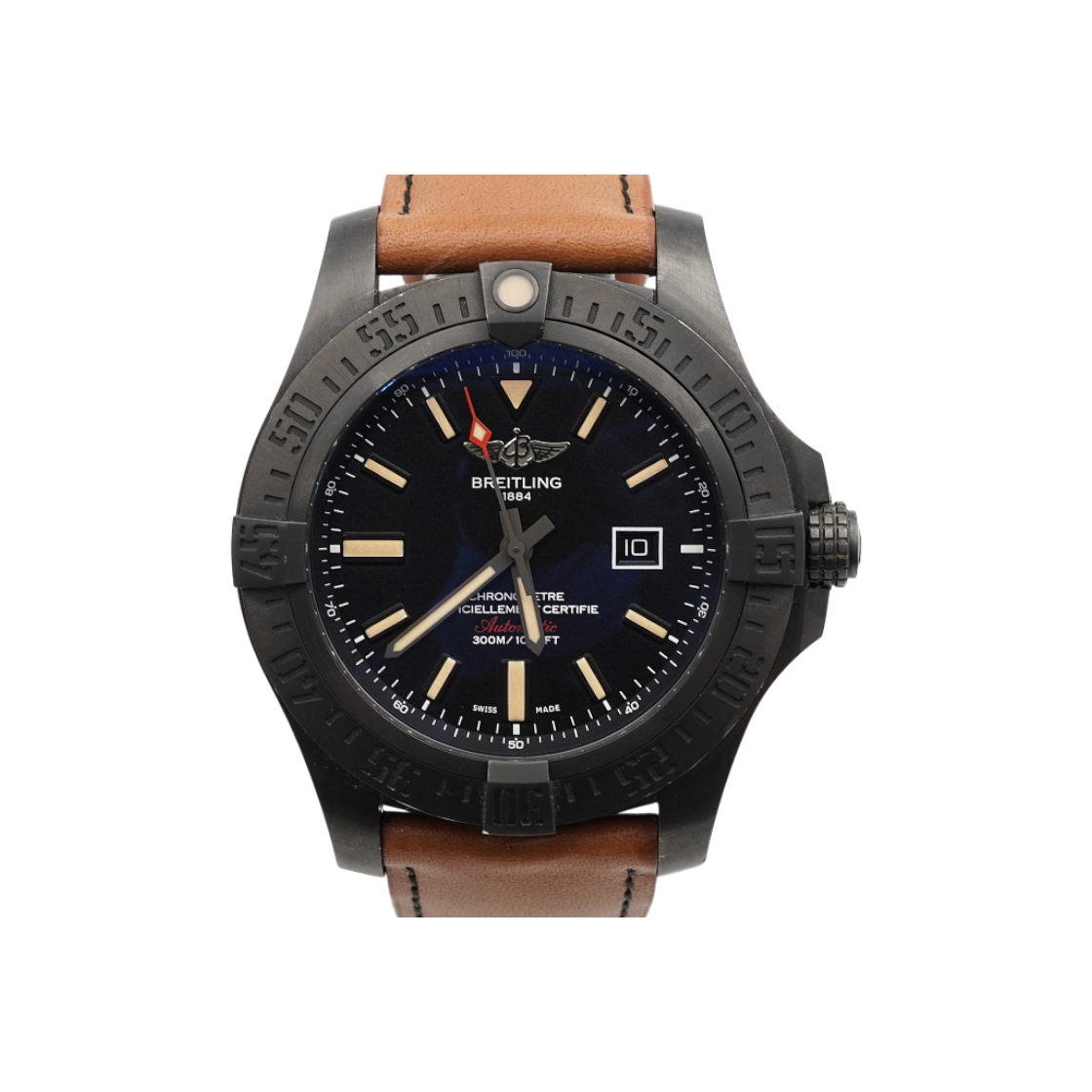 ITBDUMDOOQ2I Breitling Avenger Blackbird 48mm Automatic Men's Watch - Black Titanium with Leather Strap