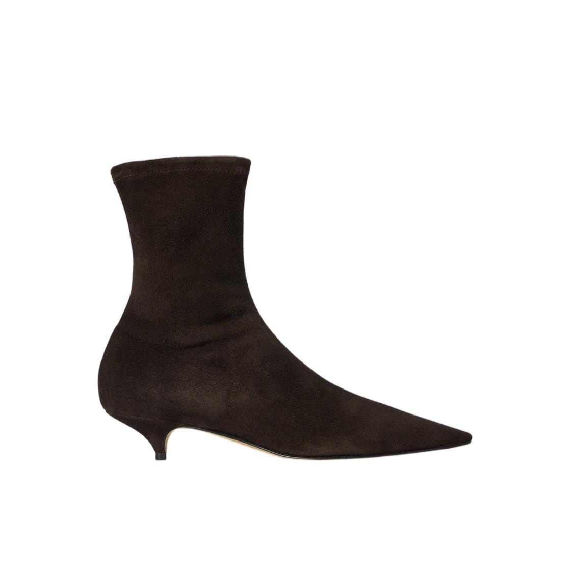 (W) 더 로우 리사 키튼 부츠 스웨이드 래커 브라운((W) The Row Liisa Kitten Boot in Suede Lacquer Brown)