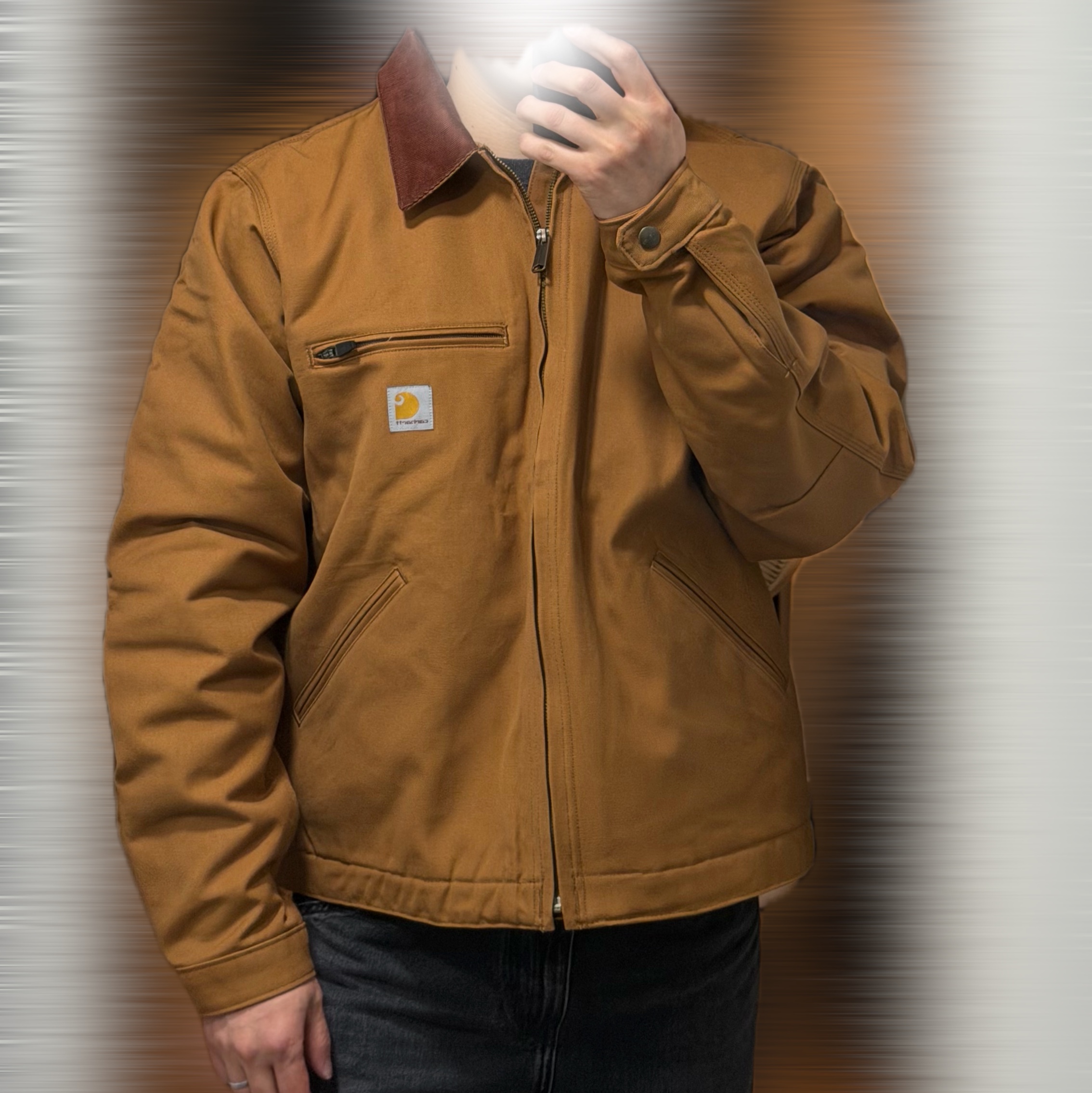 Carhartt Blanket Lined Relaxed Fit Regular Duck Detroit Jacket Carhartt Brown 착용 스타일