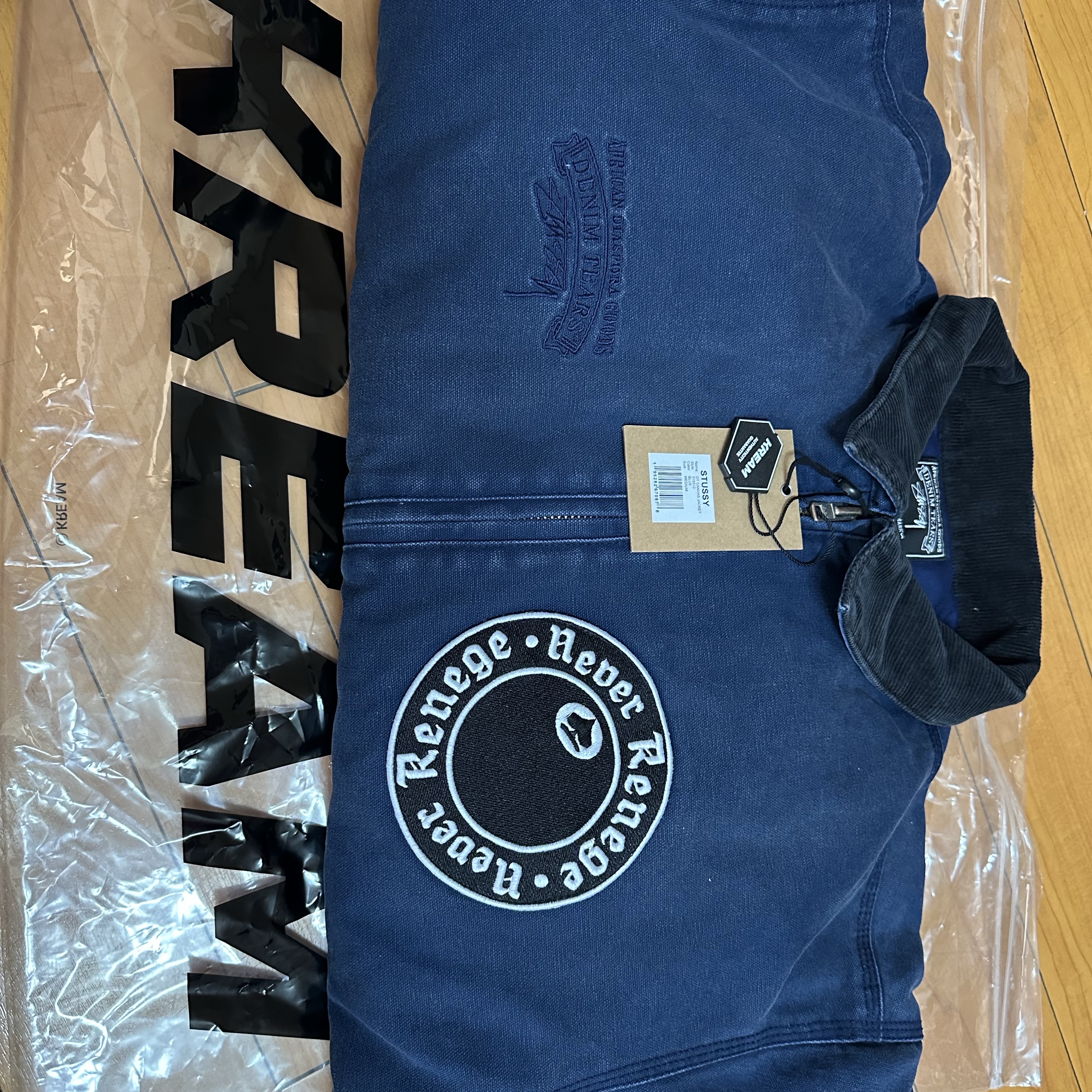 Stussy x Denim Tears Canvas Jacket Blue 착용 스타일