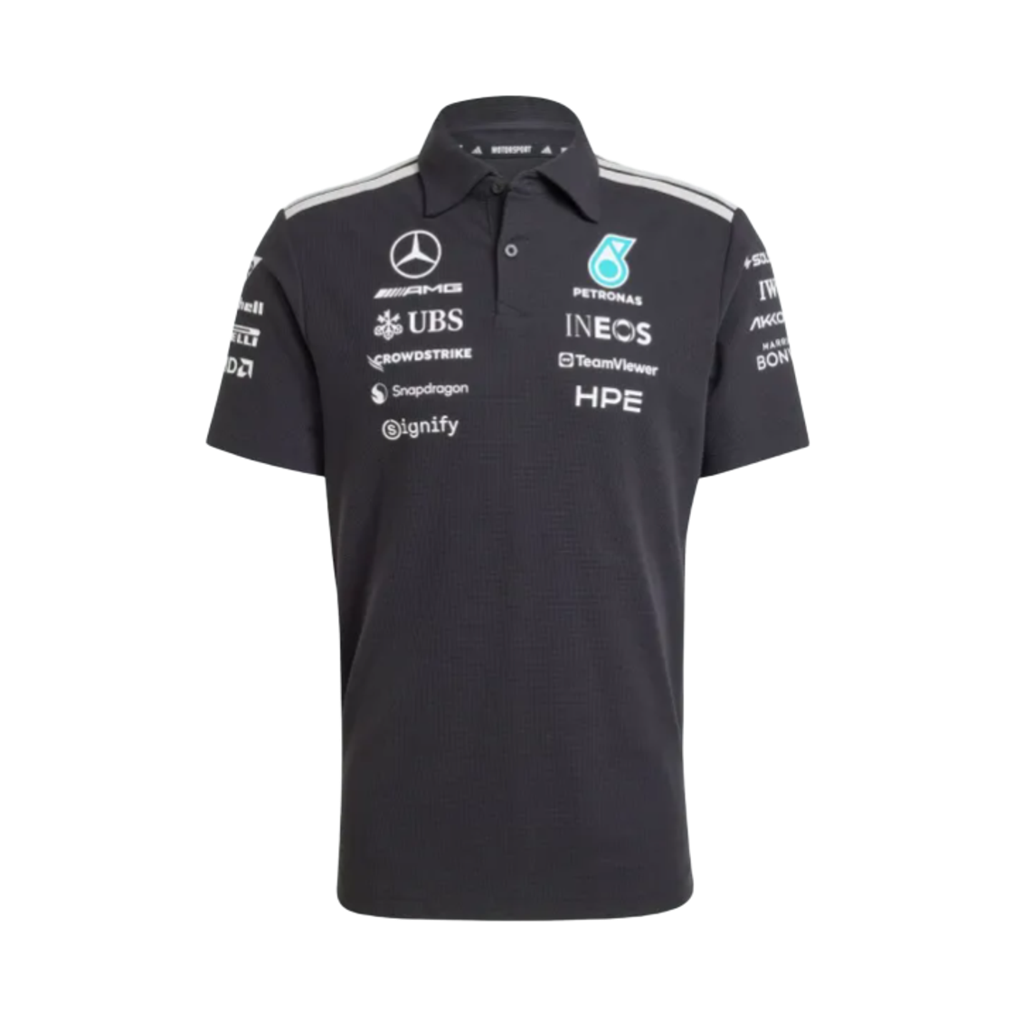 아디다스 x 메르세데스 AMG 페트로나스 F1 팀 엔지니어 폴로 블랙 - US 사이즈 (논 마킹 버전)(Adidas x Mercedes AMG Petronas F1 Team Engineer Polo Black - US Sizing (Non Marking Ver.)) - 1