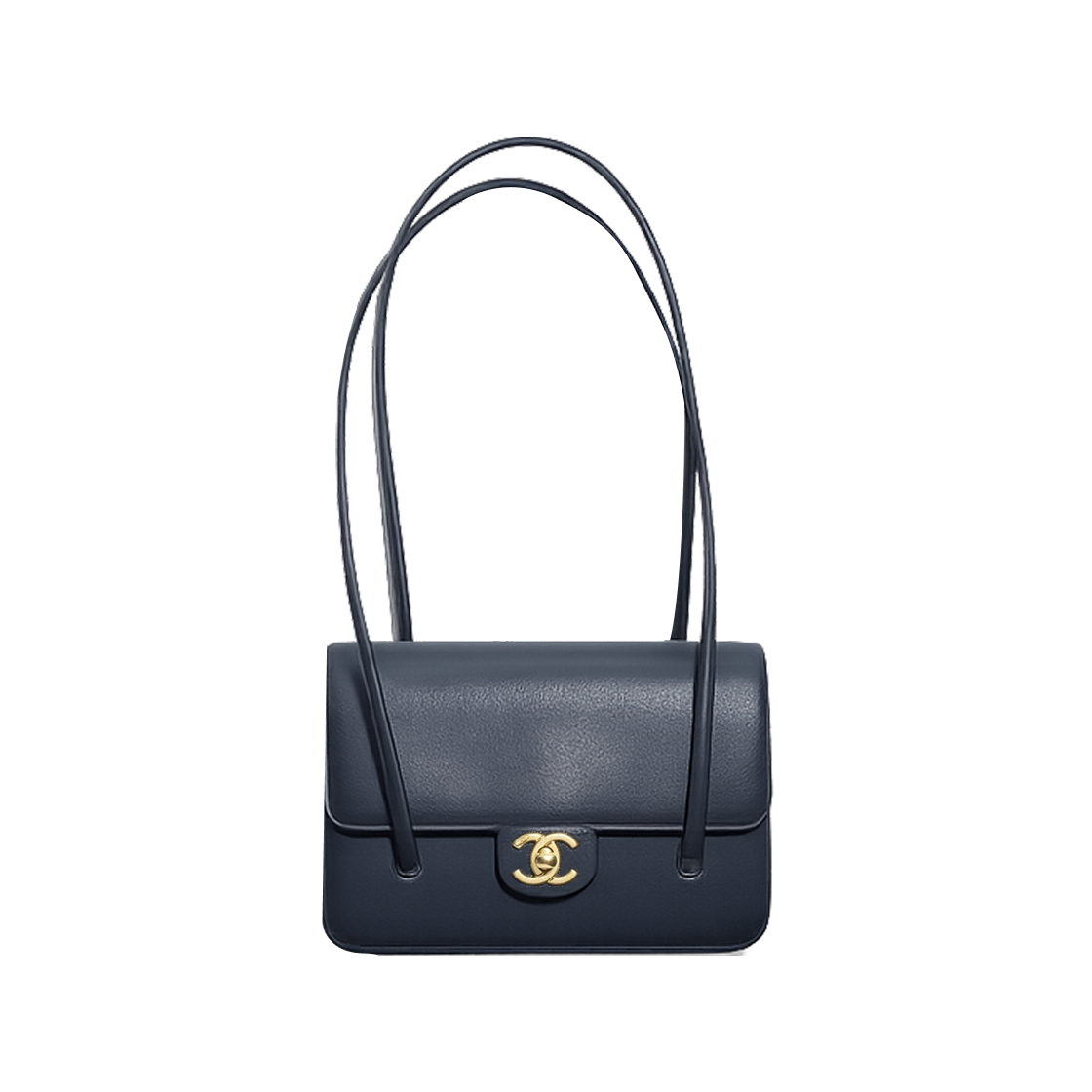 샤넬 스몰 플랩백 그레인드 샤이니 카프스킨 & 골드 메탈 다크 블루