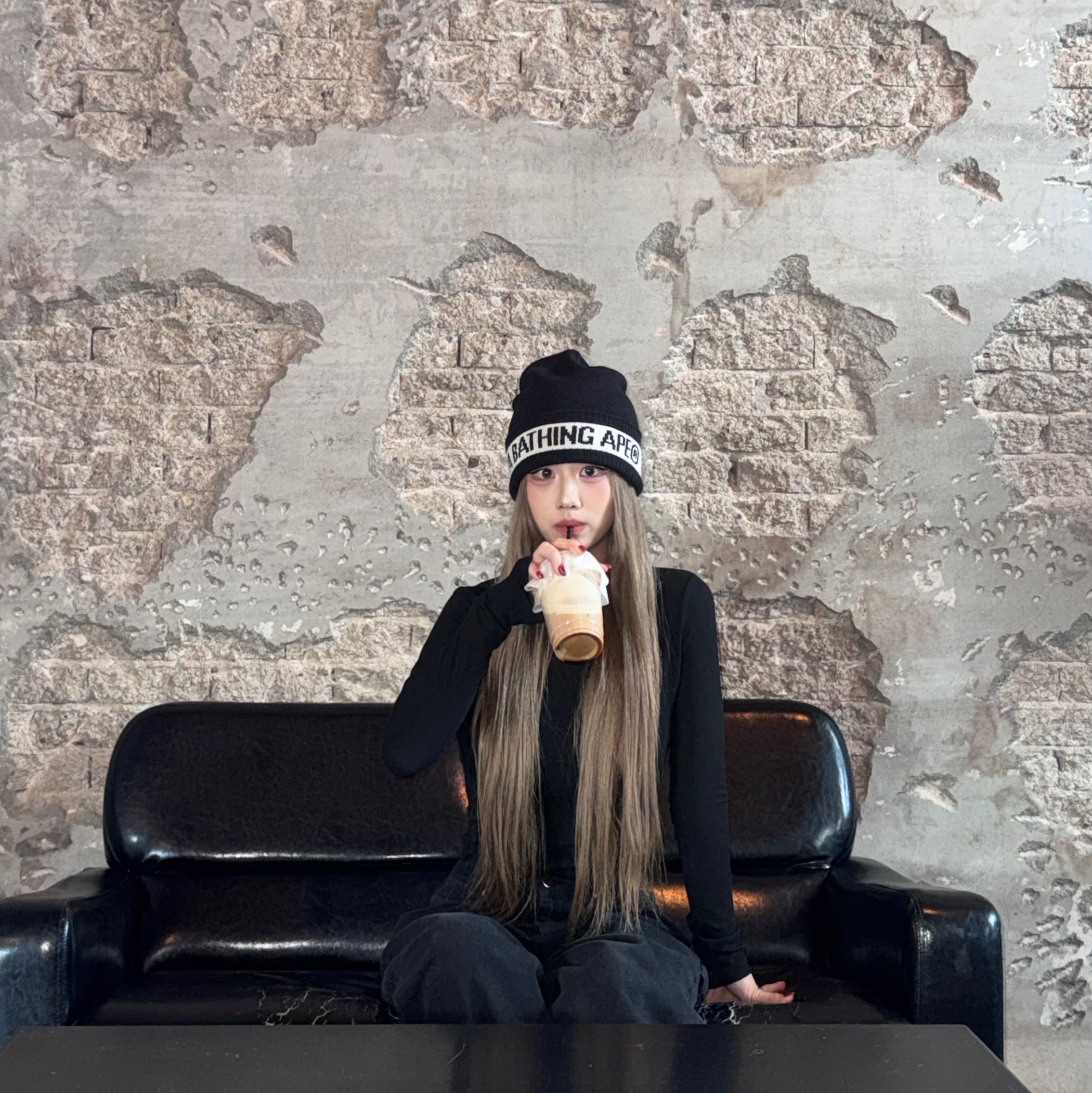 BAPE Knit Cap Black, Gucci Interlocking Ring 925 Sterling Silver 착용 스타일 - 1