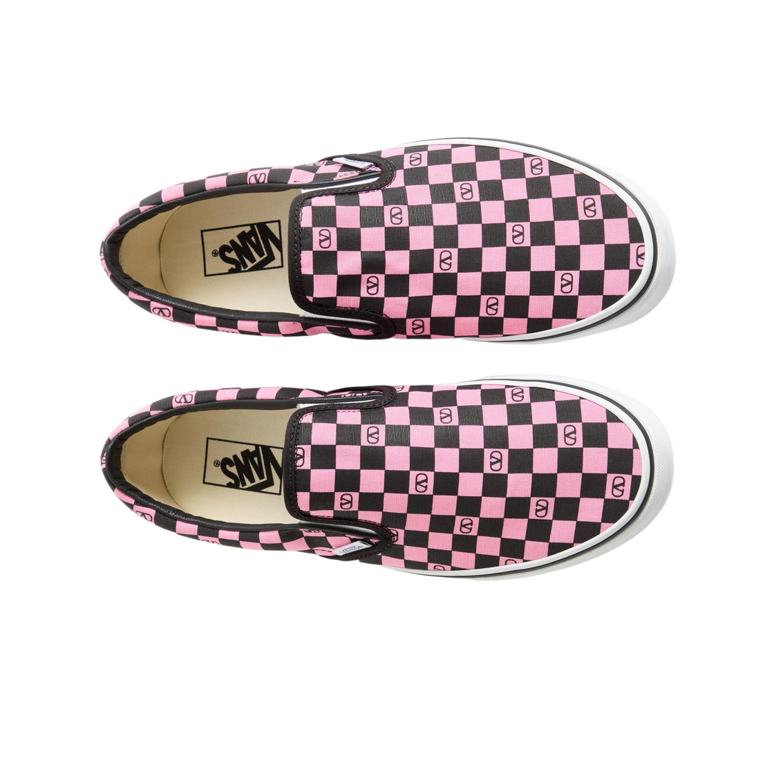 반스 x 발렌티노 브이로고 체커보드 프린트 패브릭 슬립온 스니커즈 핑크 오키드 블랙(Vans x Valentino Slip-On Sneakers in Fabric with Vlogo Checkerboard Print Pink Orchid Black) - 2