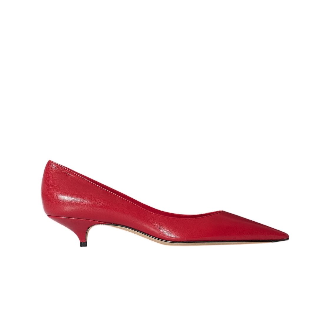 (W) 더 로우 리사 키튼 투 힐 레더 래커 레드((W) The Row Liisa Kitten Two Heel in Leather Lacquer Red)