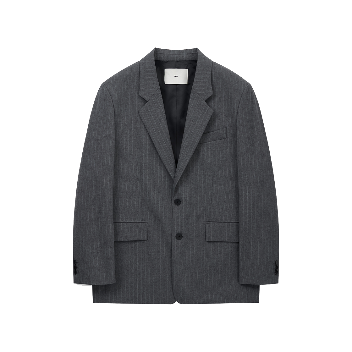 티엔지티 우먼 핀 스트라이프 스트럭처 싱글 자켓 그레이(TNGT W Pin Stripe Structure Single Jacket Grey)