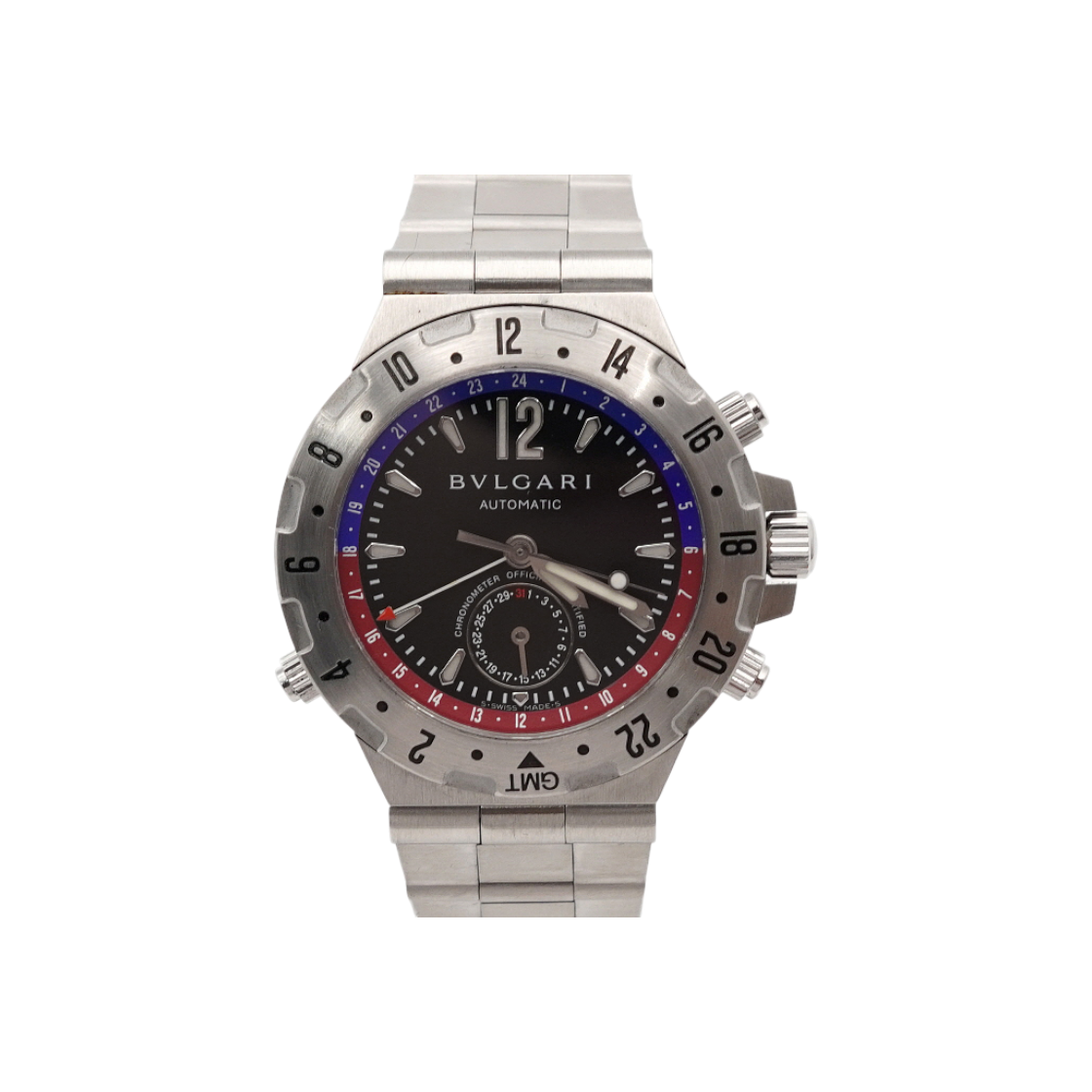 ITNKBIGNW2VU Bvlgari Diagono Professional GMT 40mm Scuba Pepsi Steel Automatic Men's Watch