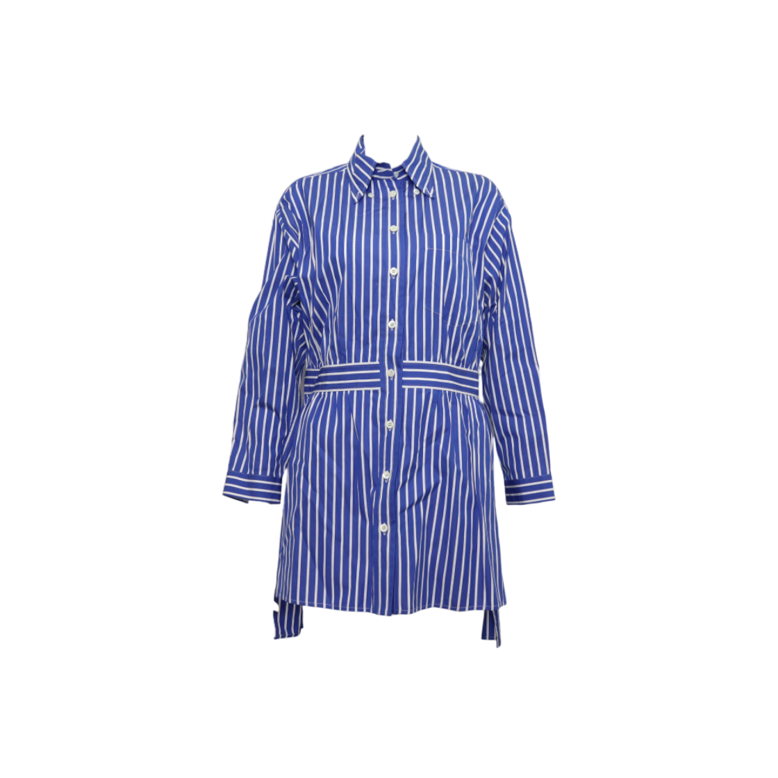 프라다 P407E 블루 스트라이프 미디 여성 롱 셔츠aa59866(Prada P407E Blue Stripe Midi Long Shirt for Women)