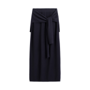 (W) COS Tie Waisted Merino Wool Midi Skirt Navy