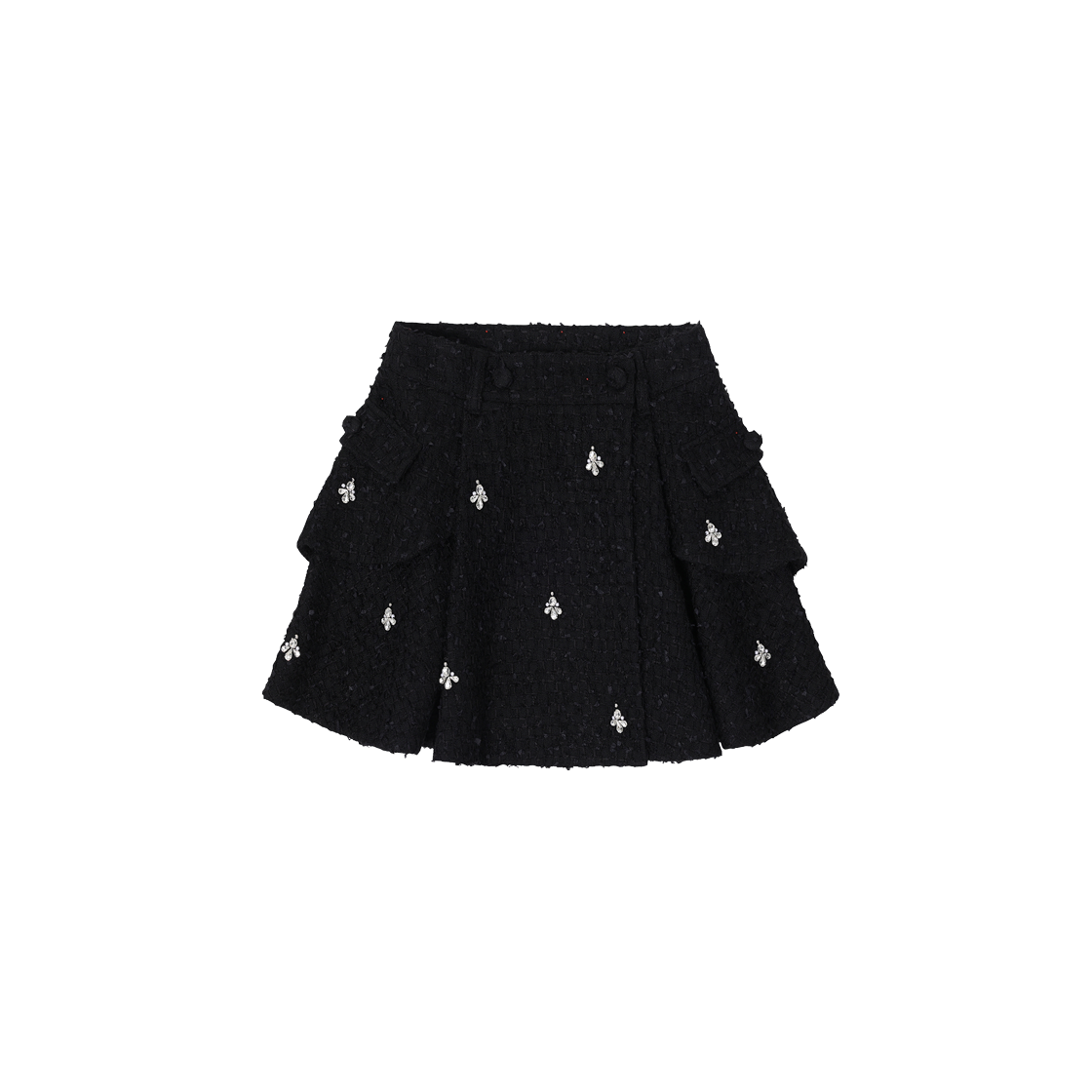 WH5SK540BK (W) SONGZIO Jewelry Applique Tweed Skirt Black