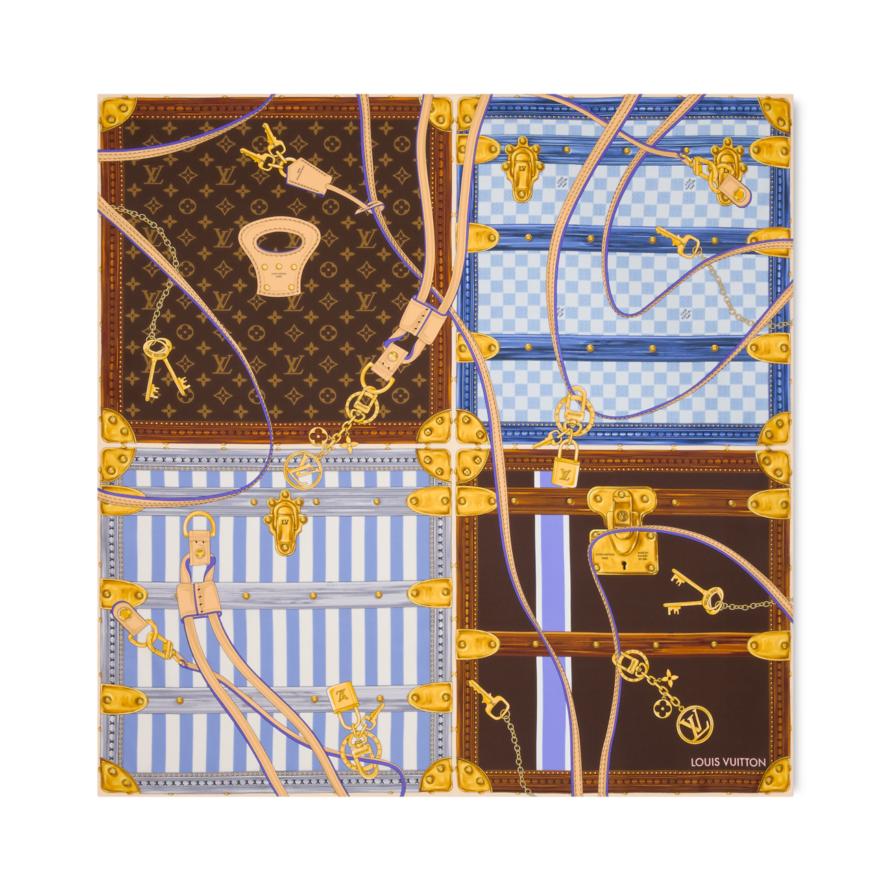 M97960 (W) Louis Vuitton Strap And Trunk Square 90 Brown