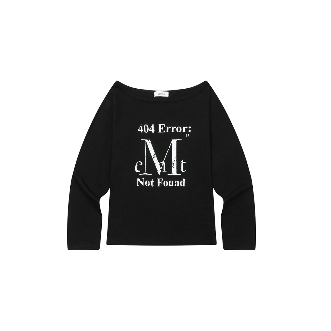 P0000BIA MUCENT 404 Error Crack Logo One Shoulder T (2Color) Black