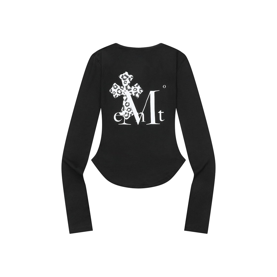 P0000BIC MUCENT Sahara Leopard Cross Back Logo U-Neck T (2Color) Black - Leopard White