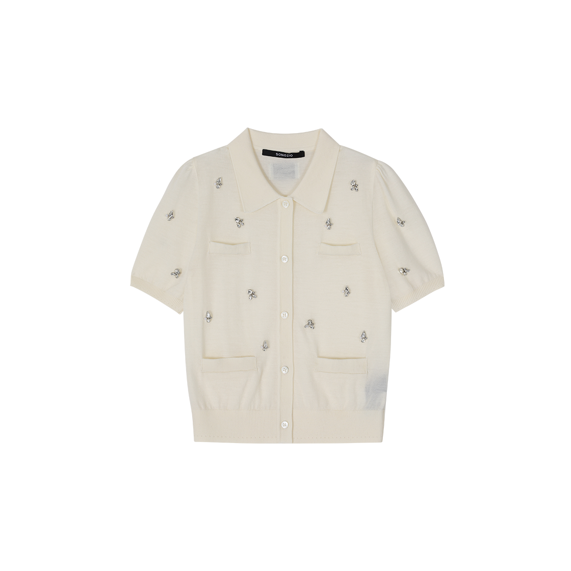 (W) 송지오 스타 스톤 퍼프 가디건 아이보리