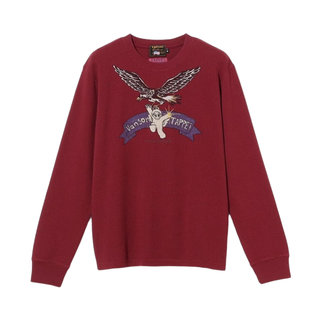 11-10-1625-732 Vanson x Tappei x Future Archive Beams Thermal Long Sleeve T-Shirt Burgundy