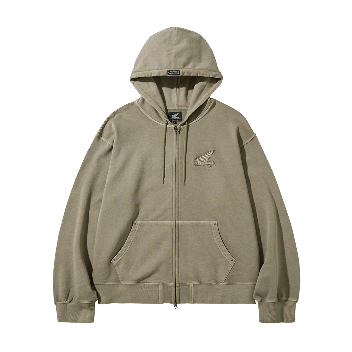 혼다 스터드 윙 워싱 후드집업 베이지(Honda Stud Wing Washing Hoodie Zip-up Beige)