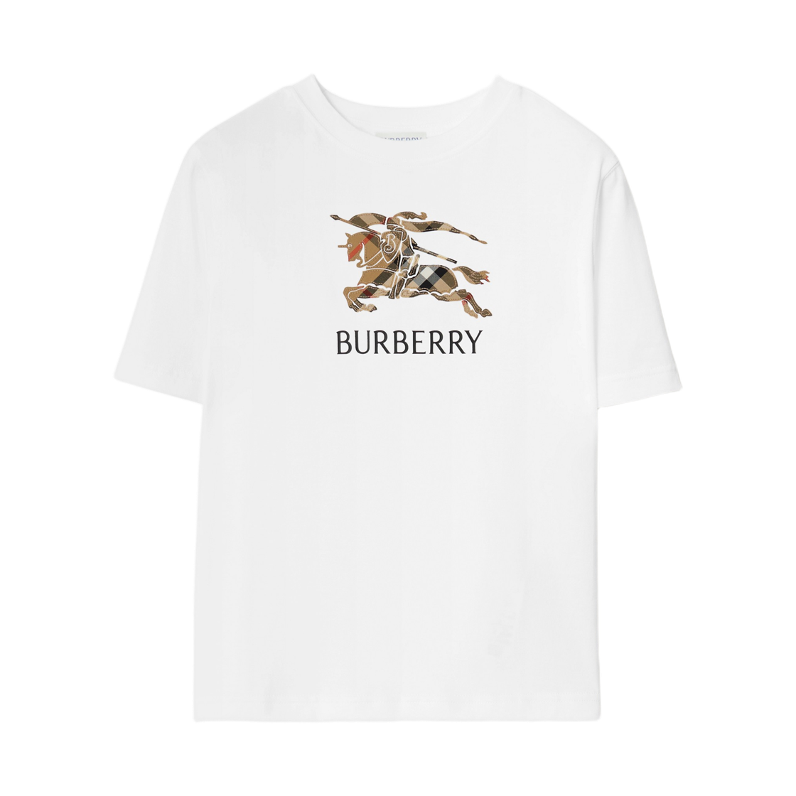 8120352 (Kids) Burberry EKD Check Cotton T-Shirt White