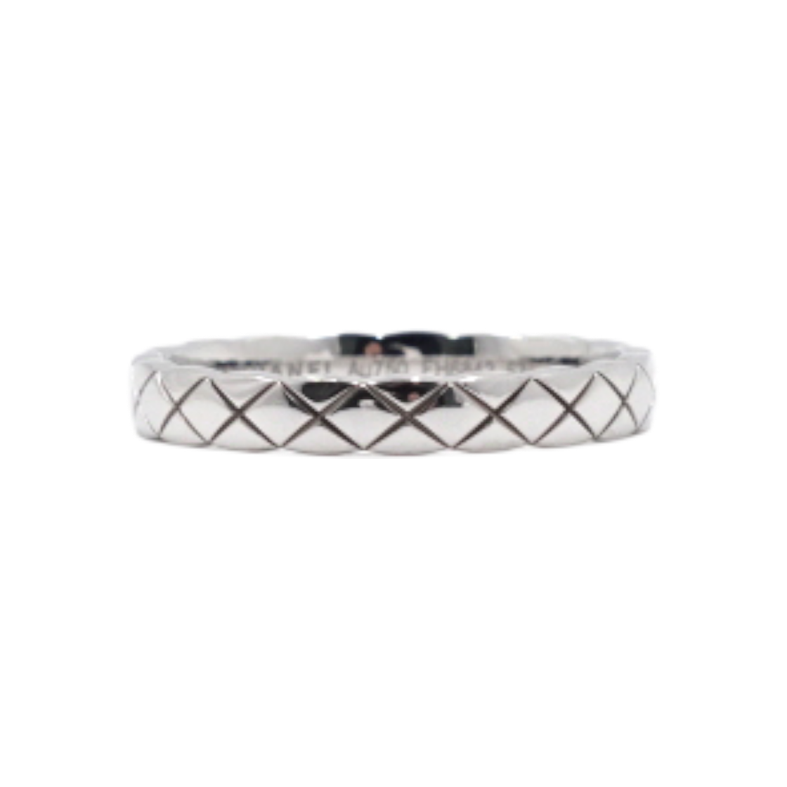 ITB592JAOUSN Chanel J11793 18K White Gold Coco Crush Mini Quilted Ring - Size 16, 17