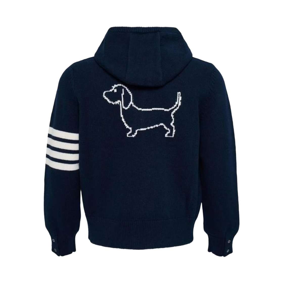 톰브라운 헥터 인타르시아 메리노 집업 후드 네이비(Thom Browne Hector Intarsia Merino Zip Up Hoodie Navy) - 2