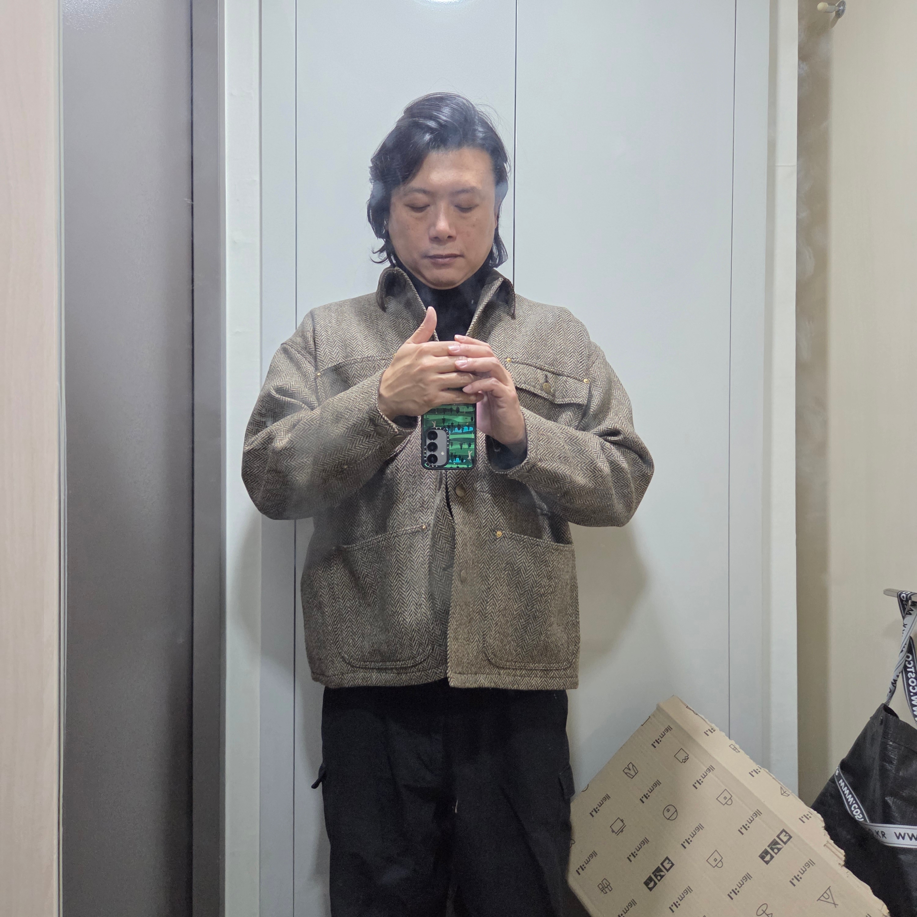 Orslow Harris Tweed Relax Fit Coverall Khaki - 25FW 착용 스타일