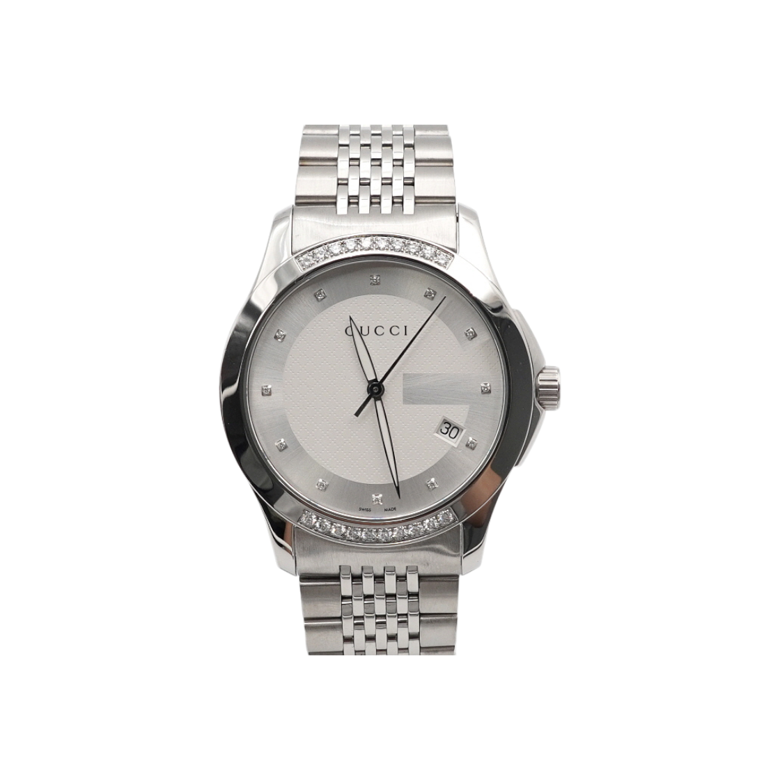구찌 YA126407 126.4 다이아 G-타임리스 38MM 쿼츠 스틸 남성 시계(Gucci YA126407 G-Timeless 38MM Diamond Quartz Steel Men's Watch)