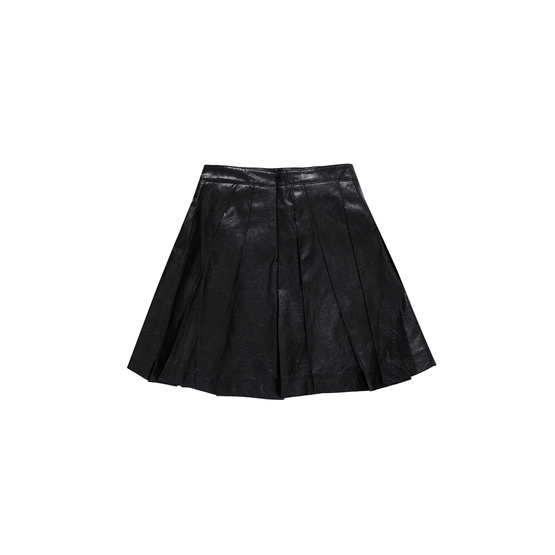 (W) 송지오 바이어스 드레이프 레더 스커트 블랙((W) SONGZIO Bias Drape Leather Skirt Black) - 2
