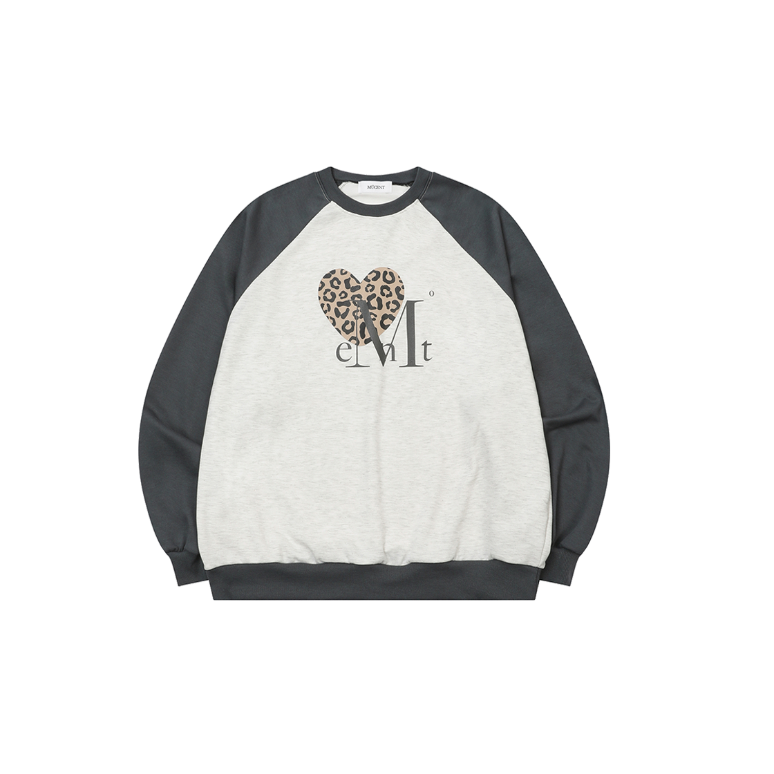 P0000BHZ MUCENT Sierra Leopard Heart Raglan MTM Unisex (2Color) Charcoal - Leopard Brown