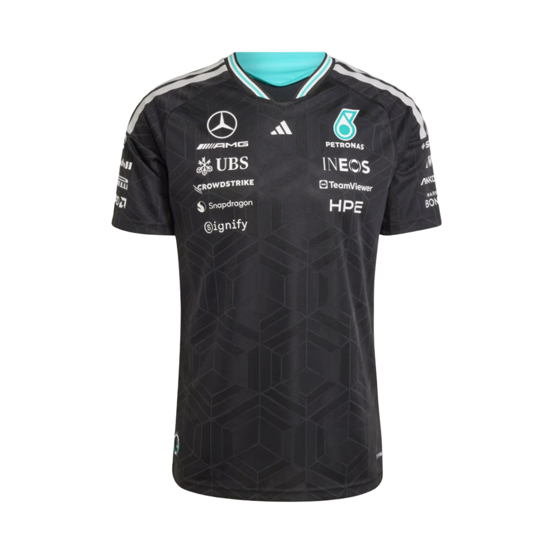 아디다스 x 메르세데스 AMG 페트로나스 F1 팀 드라이버 저지 어센틱 블랙 - US 사이즈 (논 마킹 버전)(Adidas x Mercedes AMG Petronas F1 Team Driver Jersey Authentic Black - US Sizing (Non Marking Ver.)) - 1