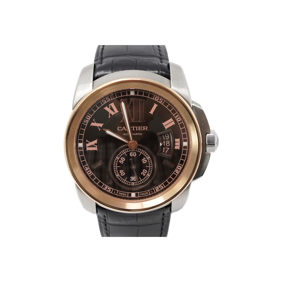 까르띠에 W7100051 18K골드콤비 칼리브 드 까르띠에 라지 오토매틱 42mm 가죽밴드 남성시계aa54683(Cartier Calibre de Cartier Large Automatic 42mm Men's Watch in 18K Gold and Leather Band (Model W7100051))